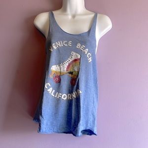Blue Venice Beach California tank top. Roller skate vintage